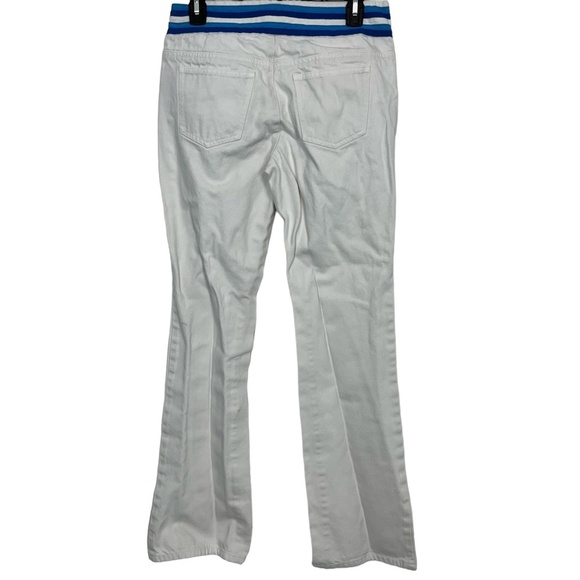 MICHAEL KORS White Blue Ribbon Waist Band Bootcut Boot Cut !00% Cotton Jeans 4 - Picture 9 of 16